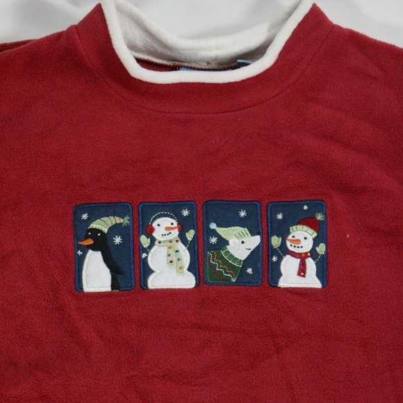 CROFT & BARROW Red Christmas Fleece Pullover Size Meduim - Picture 4 of 9